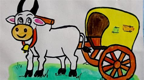 Drawing a Bullock Cart step by step. YouTube
