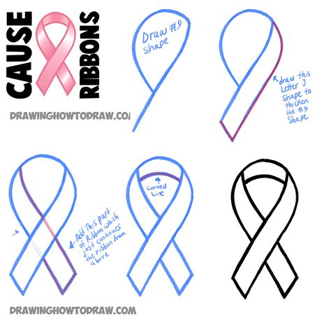 How to Draw an Awareness Ribbon Breast Cancer