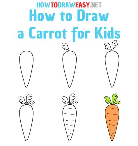 How to Draw a Carrot Step by Step For Kids Easy Carrot