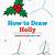how to draw christmas holly step by step