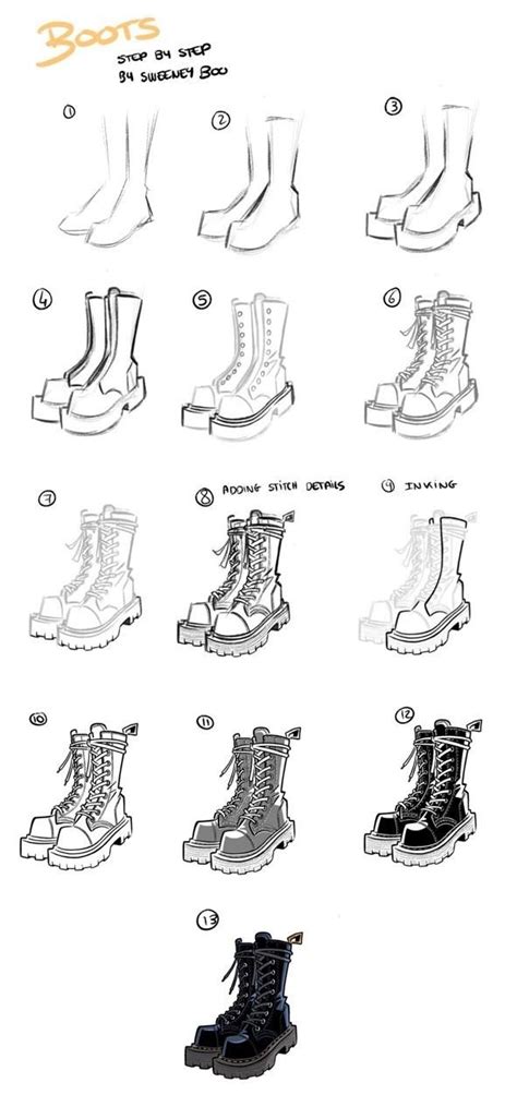 How to draw a hiking boot Step by step Drawing tutorials