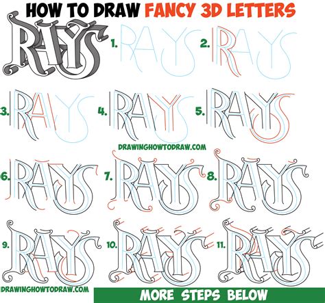 How to Draw 3D Fancy Curvy Letters Easy Step by Step