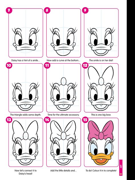 How to draw Daisy Duck Sketchok easy drawing guides