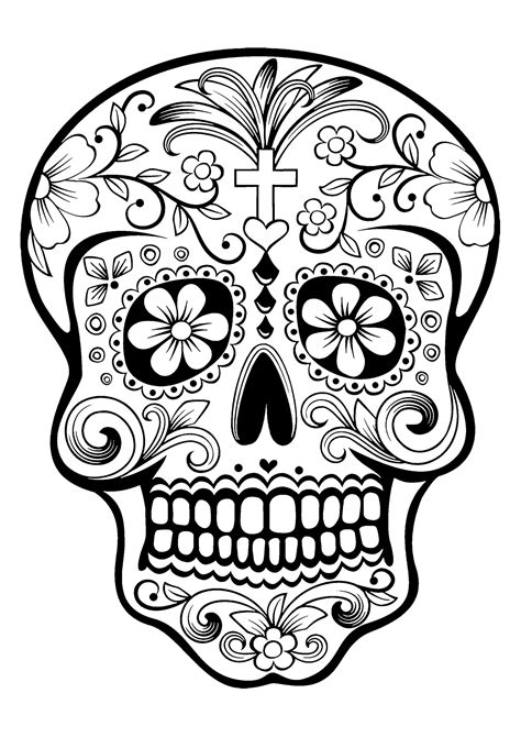 Day Of The Dead Skull Drawing at Free
