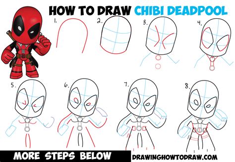 How to Draw Chibi Deadpool Easy Step by Step Drawing