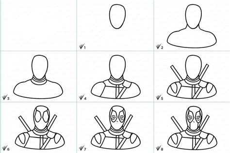 How to draw Deadpool in full growth SketchOk stepby