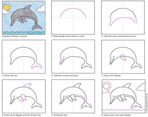 How To Draw A Dolphin Step By Step Easy For Kids