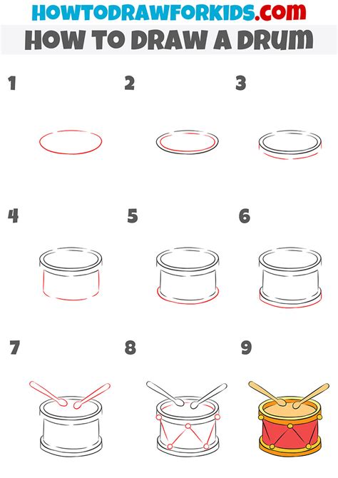 Step by Step How to Draw Drums