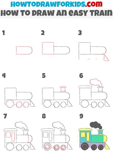 Learn How to Draw a Train for Kids (Trains) Step by Step