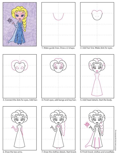 How to Draw Elsa from Frozen with Easy Step by Step