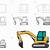how to draw excavator step by step