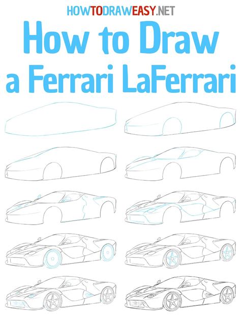 How to Draw Vintage Ferrari printable step by step drawing