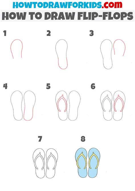 How To Draw Flip Flops Easy Step By Step