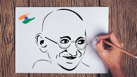 How to Draw Mahatma Gandhi printable step by step drawing
