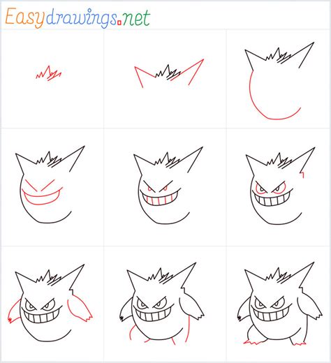 Learn How to Draw Gengar from Pokemon GO (Pokemon GO) Step