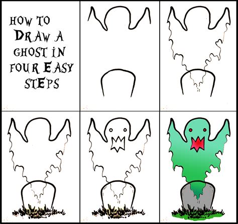How To Draw A Ghost, Step by Step, Drawing Guide, by Sandy