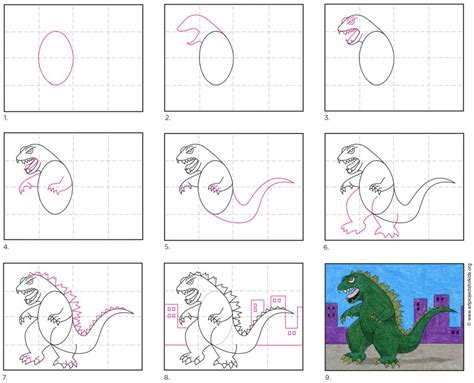 How to Draw a Cute Godzilla Step by Step for Kids Cute
