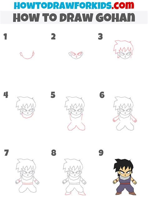 How to Draw Teen Gohan from Dragon Ball Z printable step