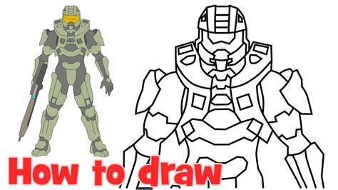 How To Draw Master Chief, Step by Step, Drawing Guide, by