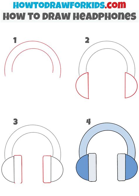 How to Draw Headphones Easy printable step by step drawing