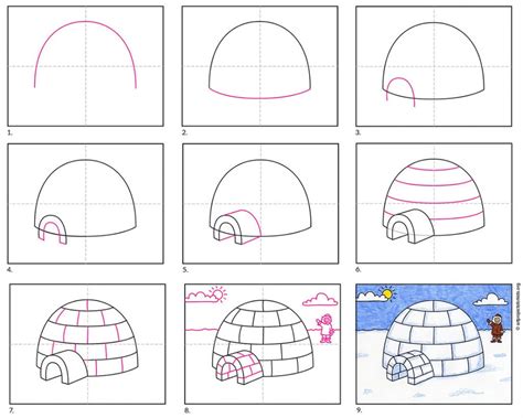 How to Draw an Igloo Easy Drawing Art
