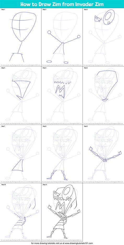 Learn How to Draw Invader El from Invader Zim (Invader Zim