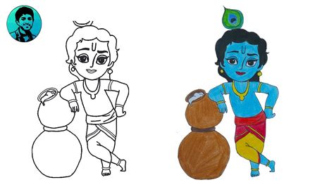 Janmashtami Drawing Easy Drawing Sri Krishna Step By