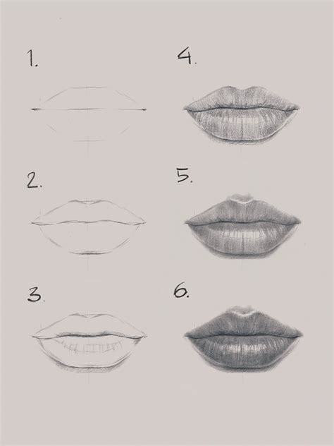 how to draw lips step by step with pencil frontal view