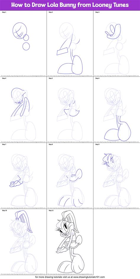 Step by Step How to Draw Patricia Bunny from Looney Tunes