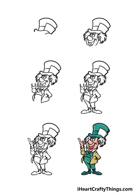 How To Draw Mad Hatter, Step By Step, Disney Characters