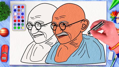 Mahatma Gandhi Drawing Step By Step Easy