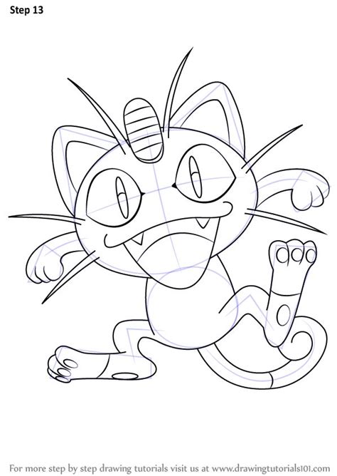 Step by Step How to Draw Meowth from Pokemon GO
