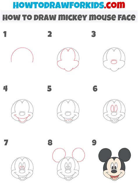 How to Draw Mickey Mouse Face Step by Step