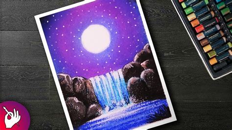 How to Draw Scenery of Moonlight with an Owl by Oil Pastel