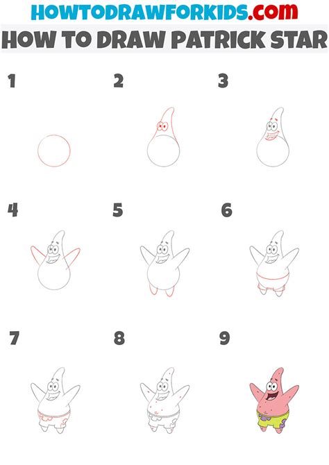 How to Draw Patrick Star Step by Step Cute Easy Drawings