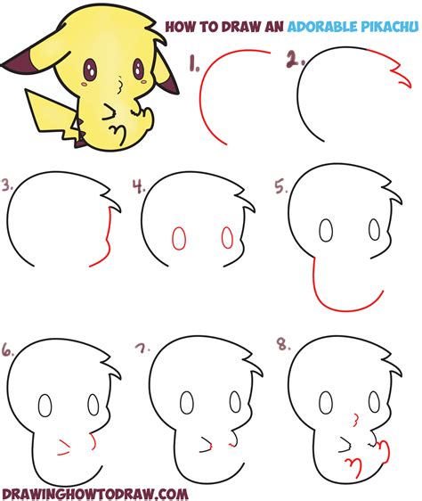 How to Draw Cute Pikachu with Costume Hood from Pokemon