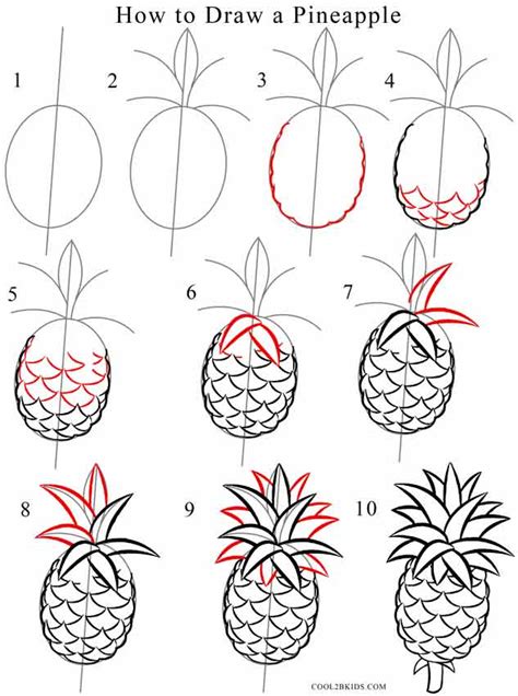 How to draw a pineapple for kids