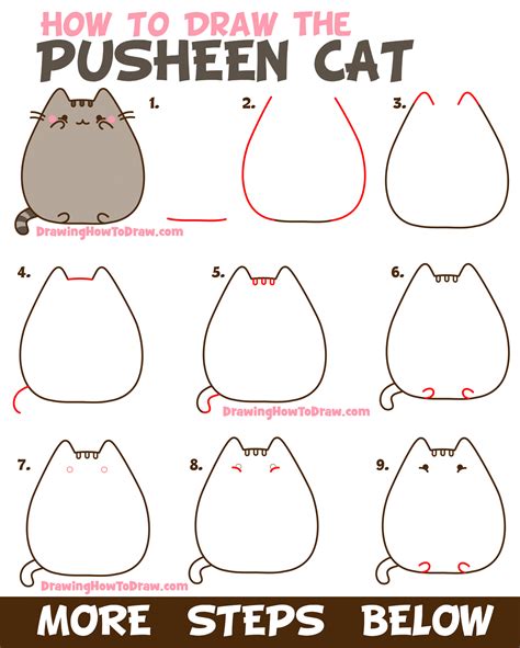 How to Draw Pusheen Cat CARTOON UNICORN step by step