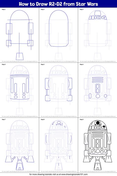 How to Draw R2D2 from Star Wars Step by Step Tutorial