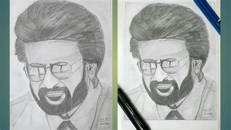 How to draw Super Star Rajinikanth drawing with pencil