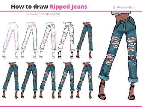 How to draw Ripped Jeans 10 easy STEPS I Draw Fashion