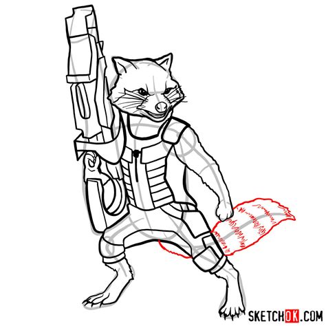 Learn How to Draw Rocket Raccoon from Guardians of the