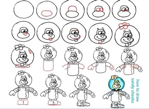 How to draw sandy cheeks Spongebob drawings, Disney