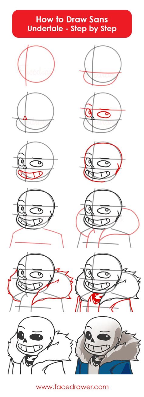 How to draw SANS Undertale in easy steps, step by step
