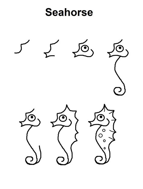 12 Easy Seahorse Drawings Step by Step 2020 Colorful