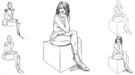 How to Draw A Woman Sitting Down Step by Step YouTube