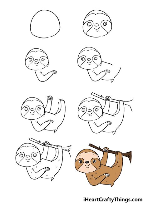 Sloth Drawing How To Draw A Sloth Step By Step
