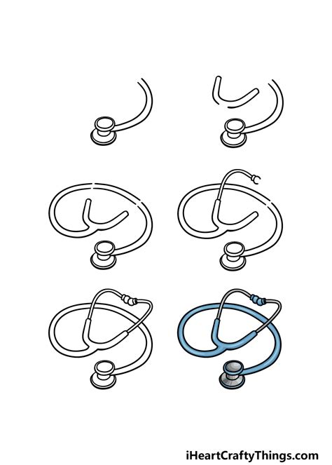 How to Draw Stethoscope printable step by step drawing