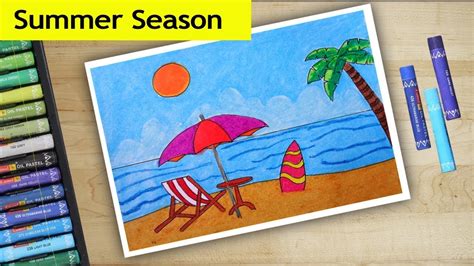 How to draw scenery of summer season step by step (Very