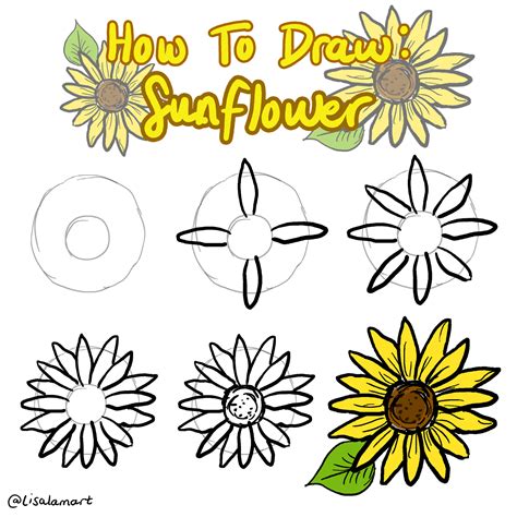 Drawn Sunflower Easy Sunflower Drawing Step By Step Easy